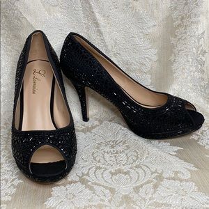 Lauren Lorraine sexy Black embezzled sparkly pumps